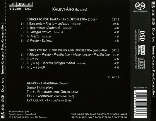 Kalevi Aho: Timpani Concerto; Piano Concerto 1 cover art