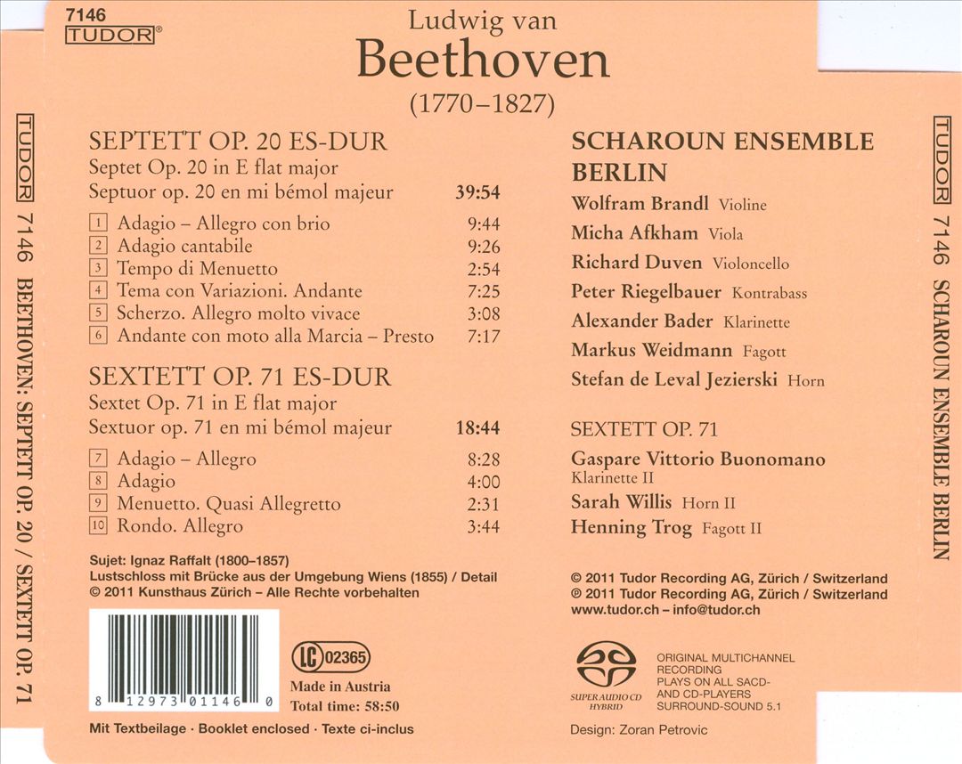 Beethoven: Septett Op. 20; Sextett Op. 71 cover art