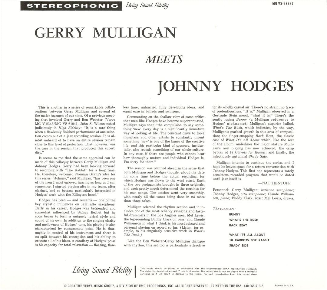 Gerry Mulligan Meets Johnny Hodges cover art