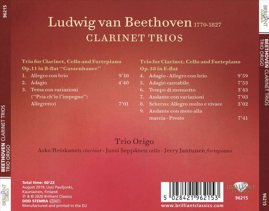 Beethoven: Clarinet Trios cover art