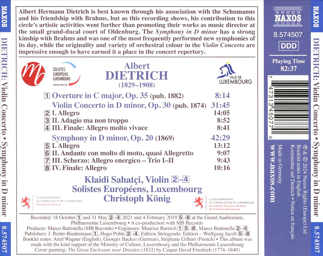 Dietrich: Symphony in D minor; Violin Concerto; Overture in C major cover art