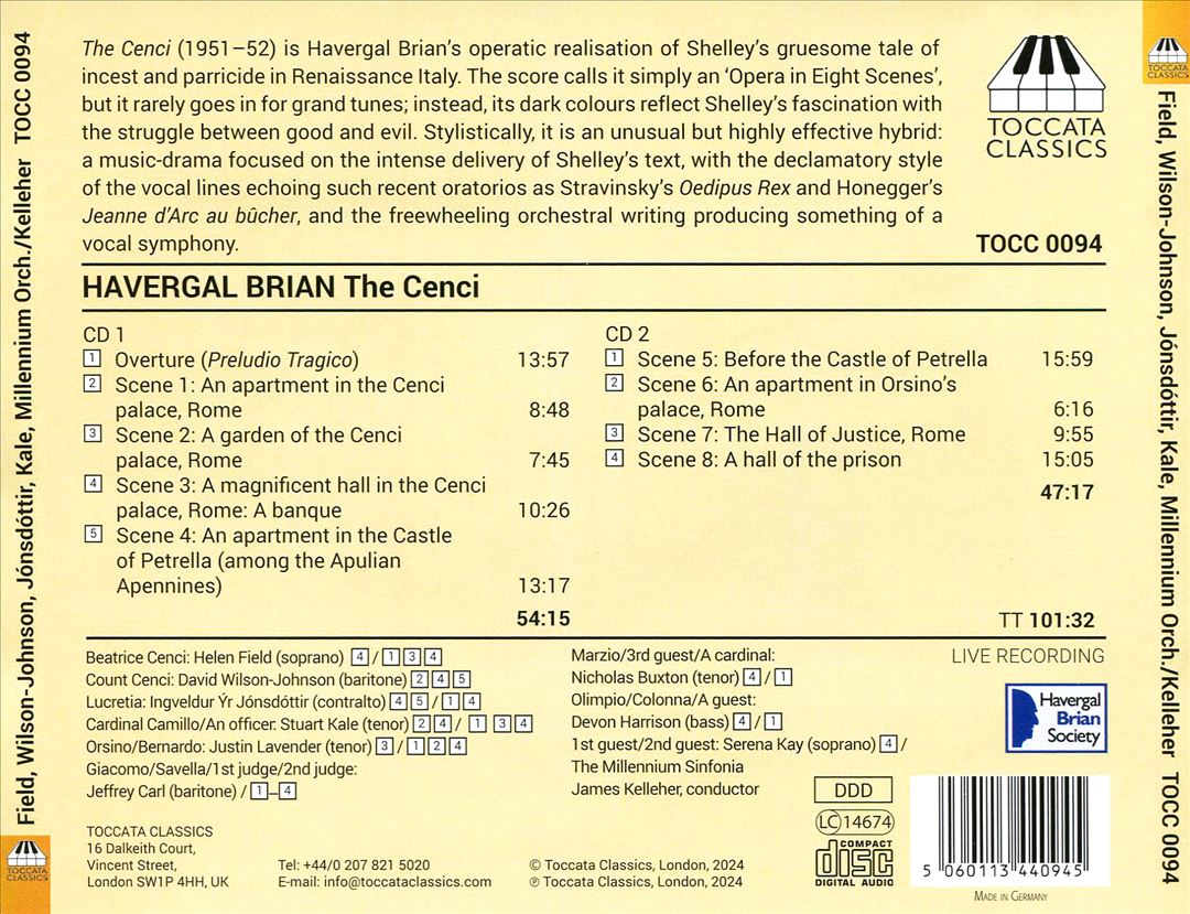 Havergal Brian: The Cenci cover art