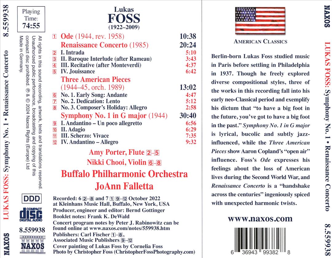 Lukas Foss: Symphony No. 1; Renaissance Concerto; Three American Pieces; Ode cover art