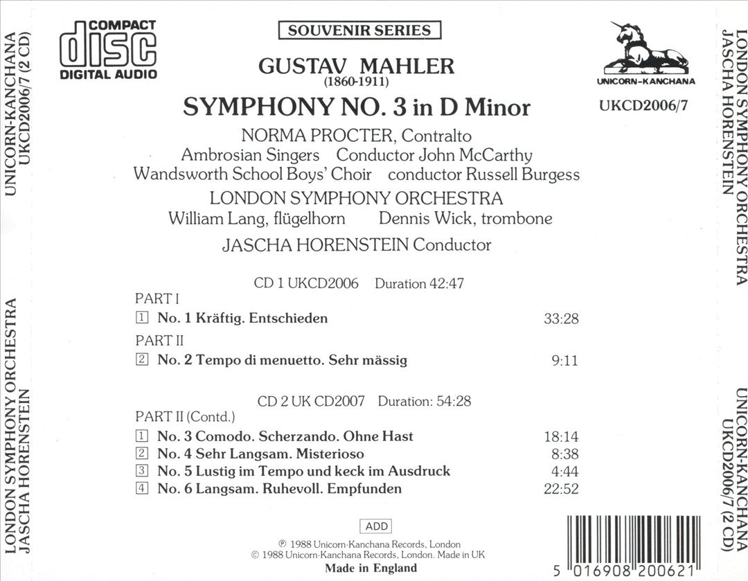 Mahler: Symphony No. 3 cover art