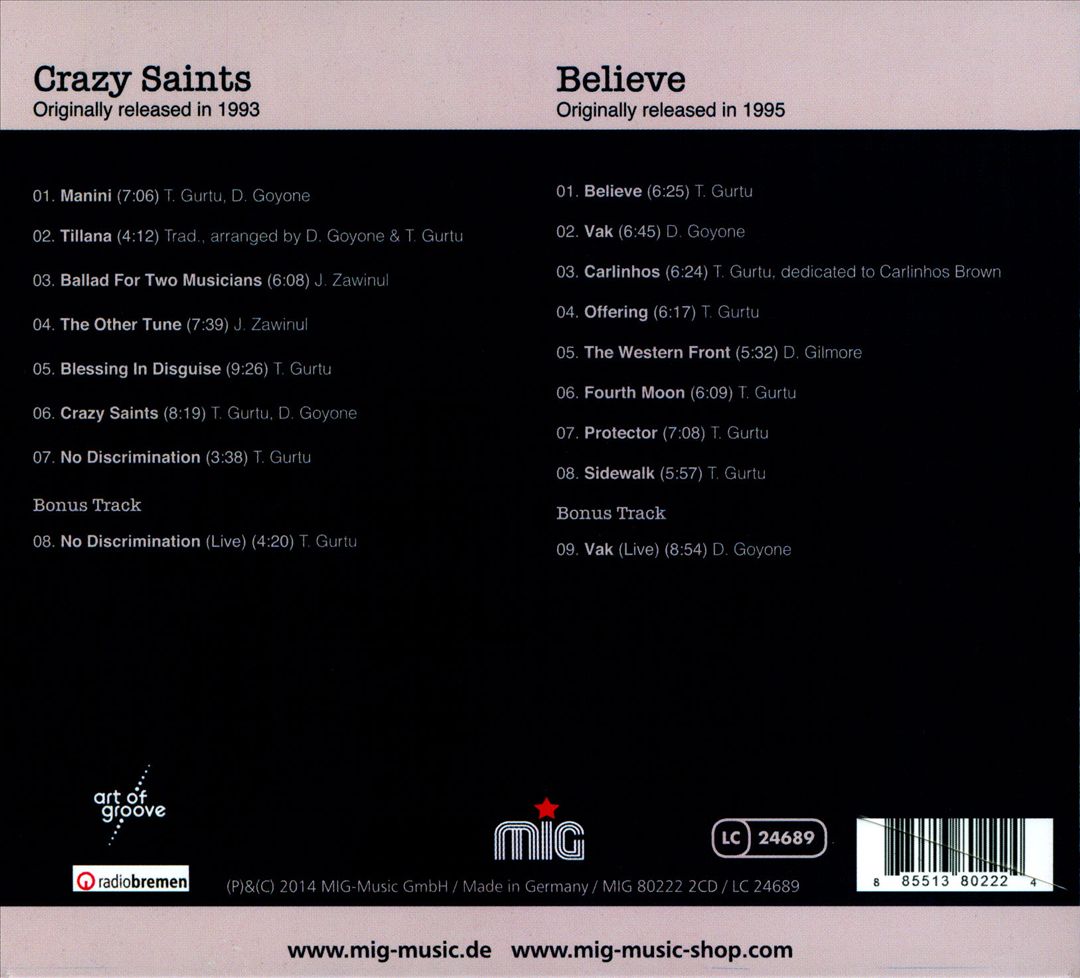 Crazy Saints/Believe cover art