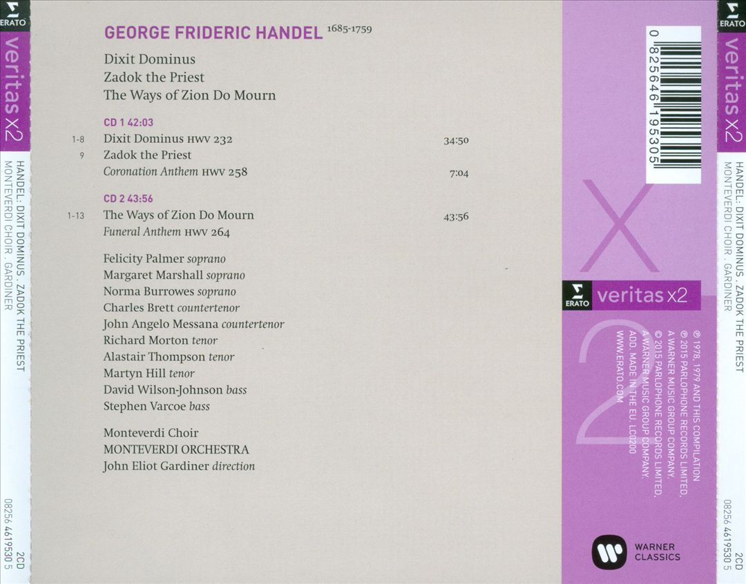 Handel: Dixit Dominus; Zadok the Priest; The ways of Zion do Mourn cover art