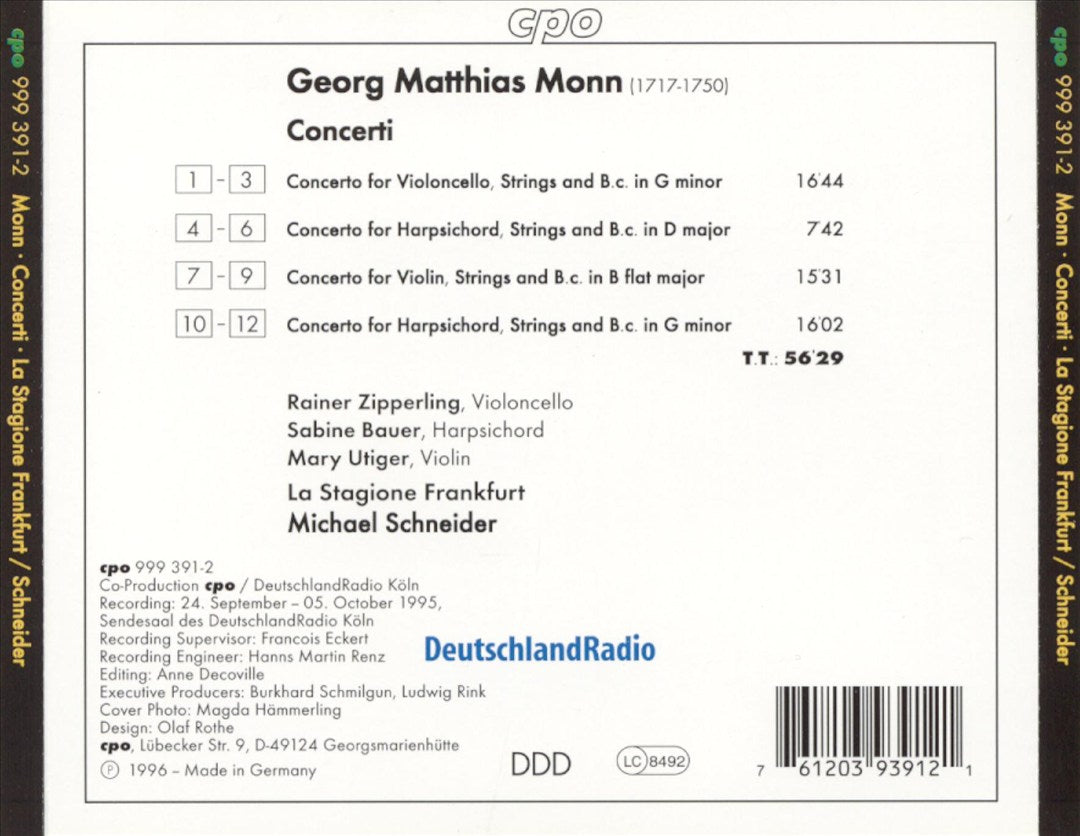 Georg Matthias Monn: Concerti cover art