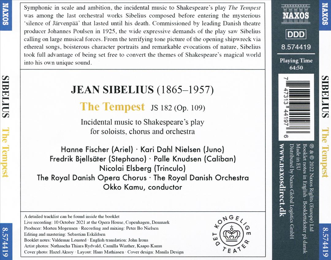 Sibelius: The Tempest cover art