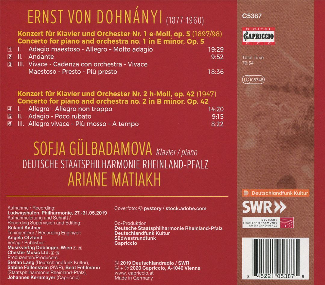Ernst von Dohnányi: Piano Concertos Nos. 1 & 2 cover art
