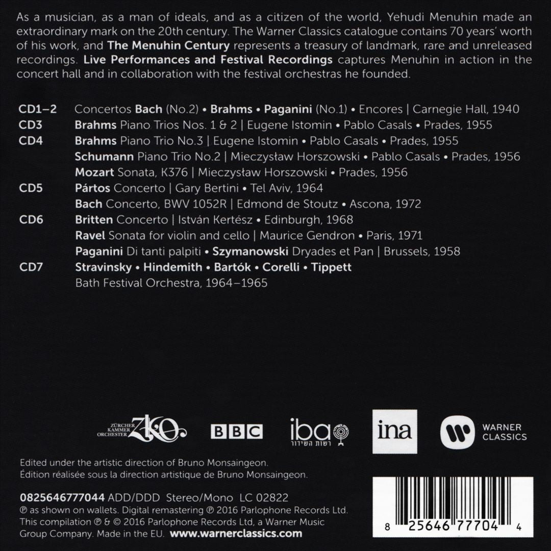 Menuhin Century: Live Performances and Festival Recordings cover art