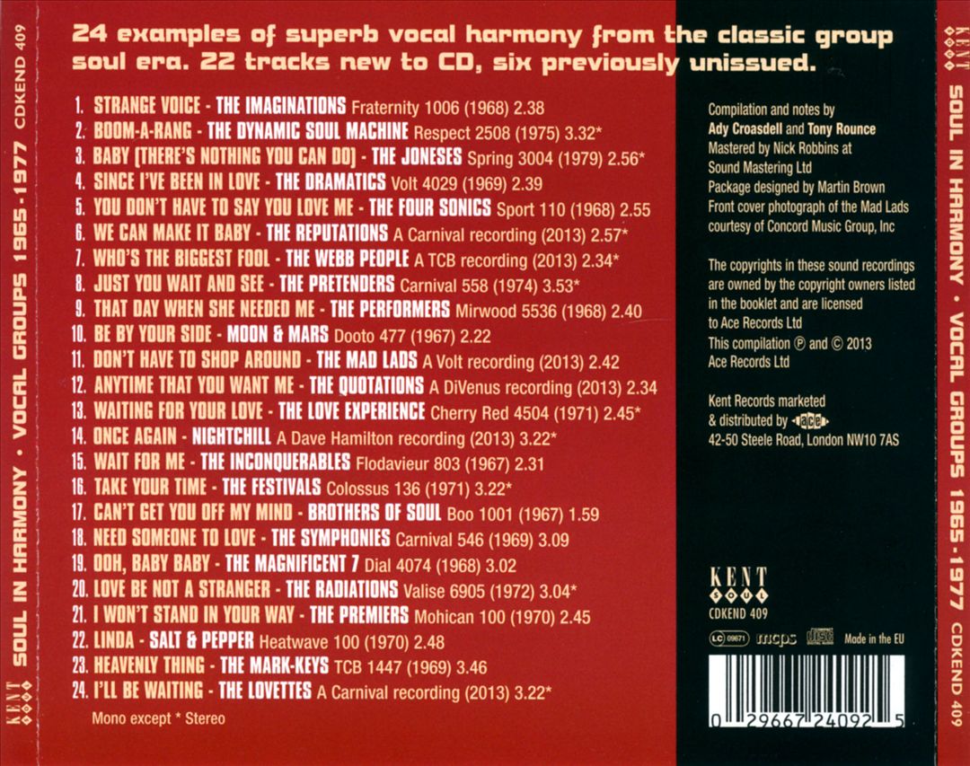 Soul in Harmony: Vocal Groups 1967-1977 cover art