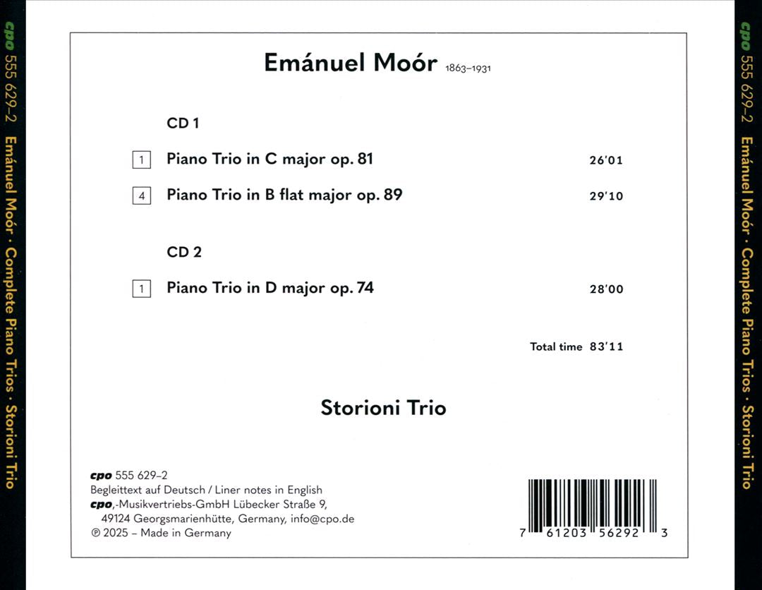 Emánuel Moór: Complete Piano Trios cover art