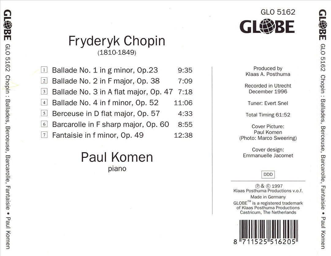 Paul Komen plays Chopin cover art
