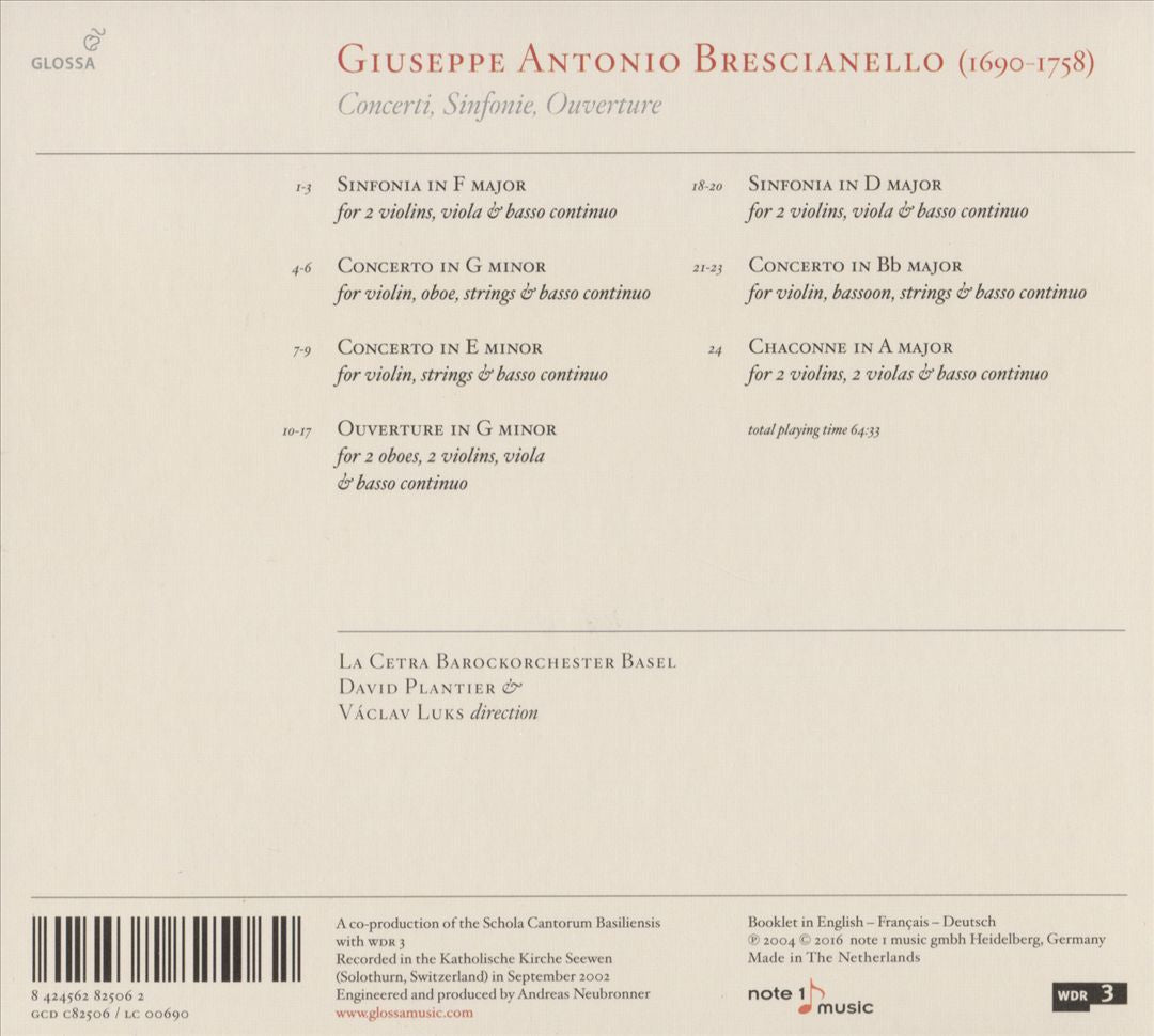 G.A. Brescianello: Concerti; Sinfonie; Ouverture cover art