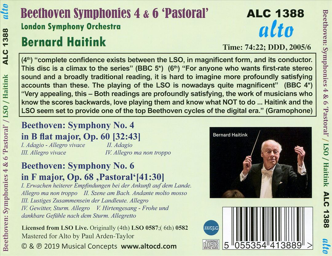 Beethoven: Symphonies Nos. 4 & 6 'Pastoral' cover art