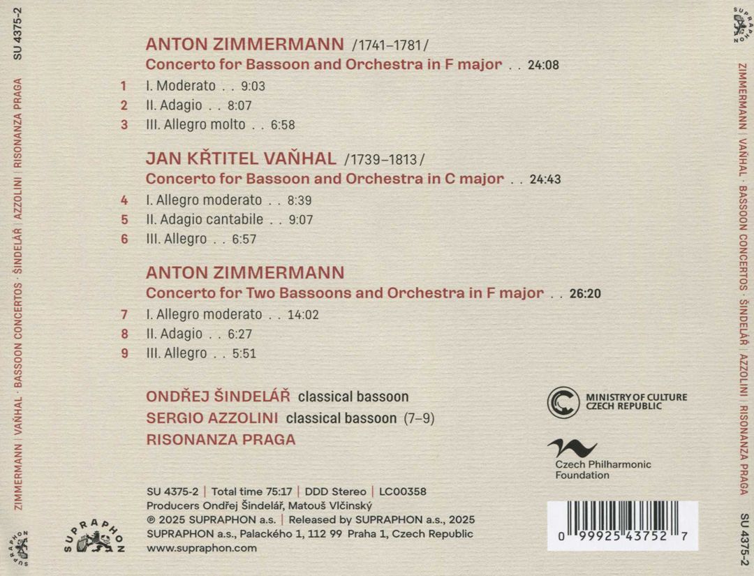 Duality: Zimmerman/Vanhal Basoon Concertos cover art