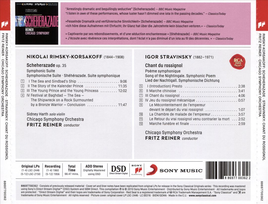 Rimsky-Korsakov: Scheherazade, Op. 35; Stravinsky: Le Chant du Rossignol cover art
