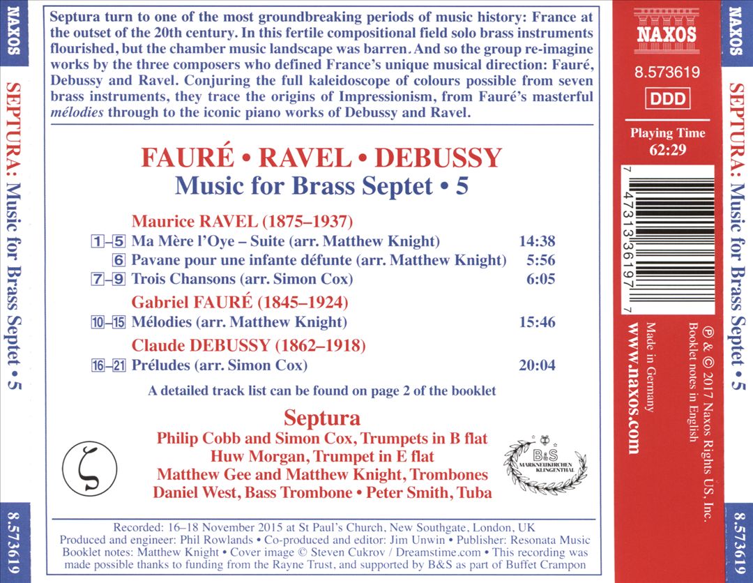 Music for Brass Septet, Vol. 5: Fauré, Ravel, Debussy cover art