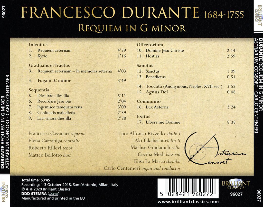 Durante: Requiem in G minor cover art