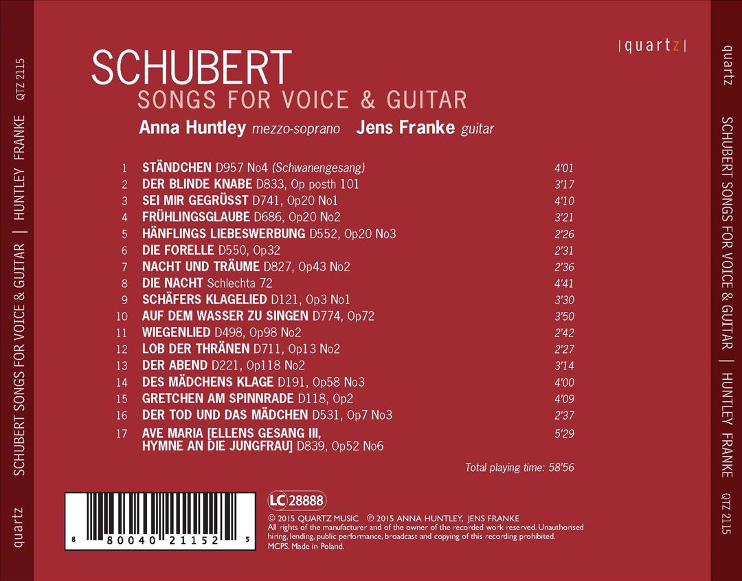 Schubert: Songs for Voice & Guitar cover art