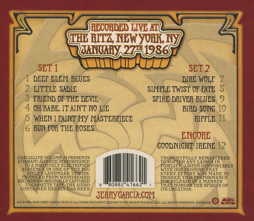 Garcia Live, Vol. 14: January 27th, 1986, The Ritz cover art