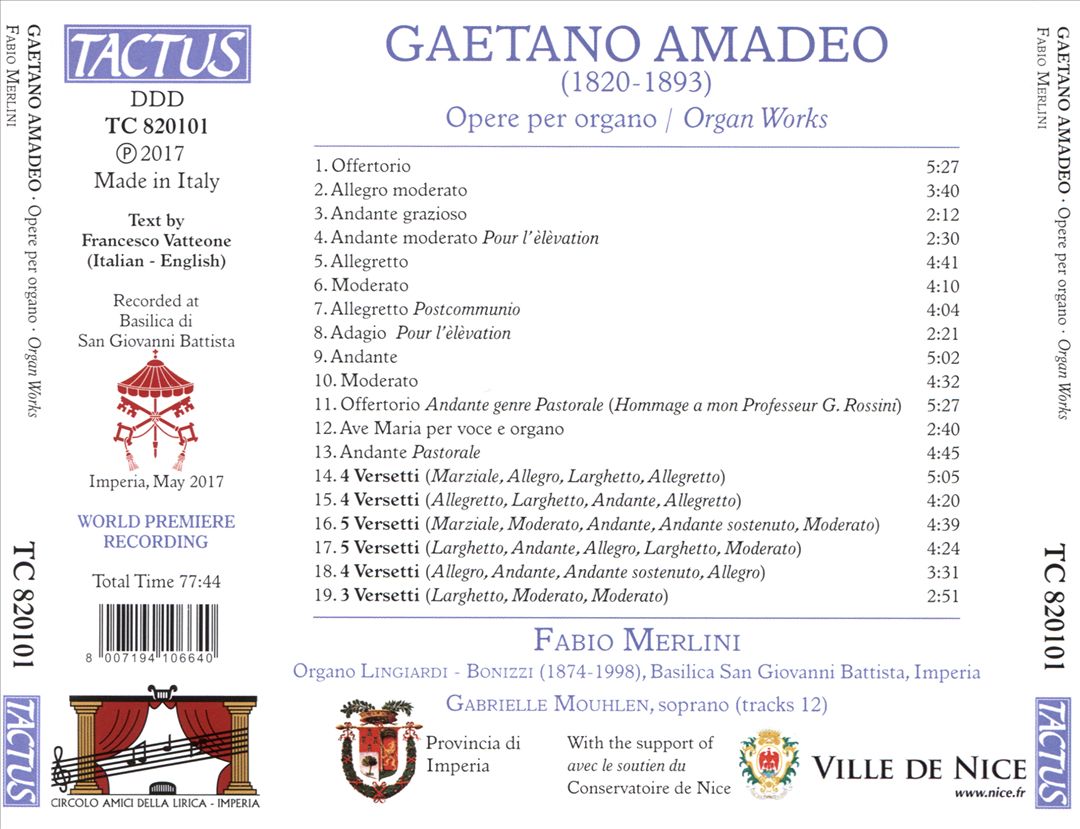 Gaetano Amadeo: Organ Works cover art