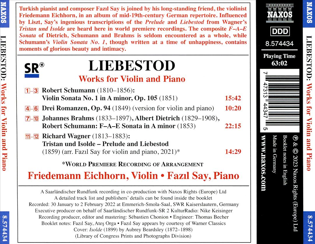 Liebestod: Works for Violin and Piano cover art
