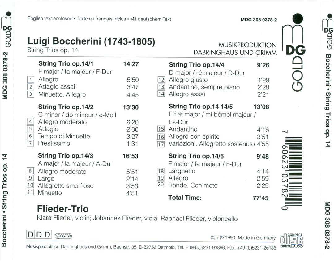 Boccherini: String Trios, Op. 14 cover art