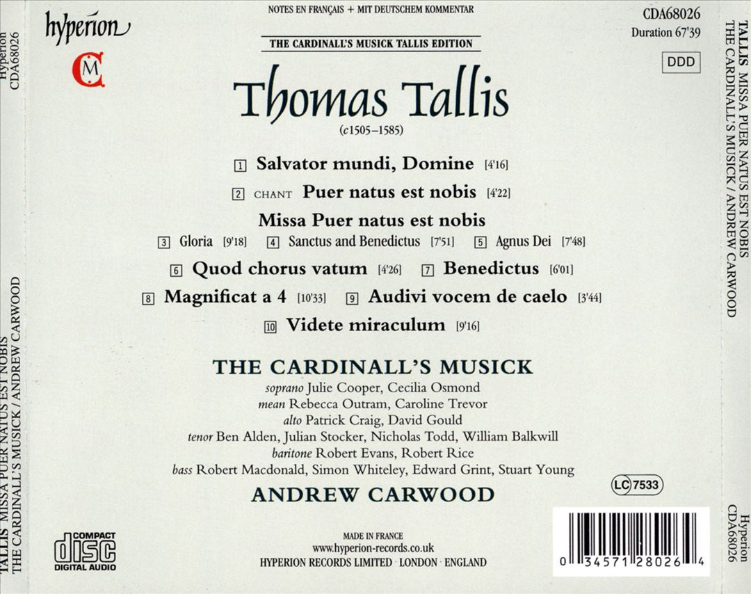 Thomas Tallis: Missa Puer natus est nobis cover art