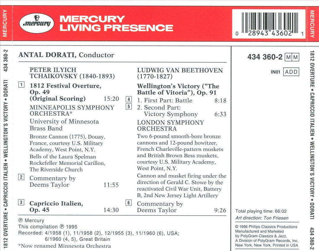 Tchaikovsky: 1812 Festival Overture; Capriccio Italien; Beethoven: Wellington's Victory cover art