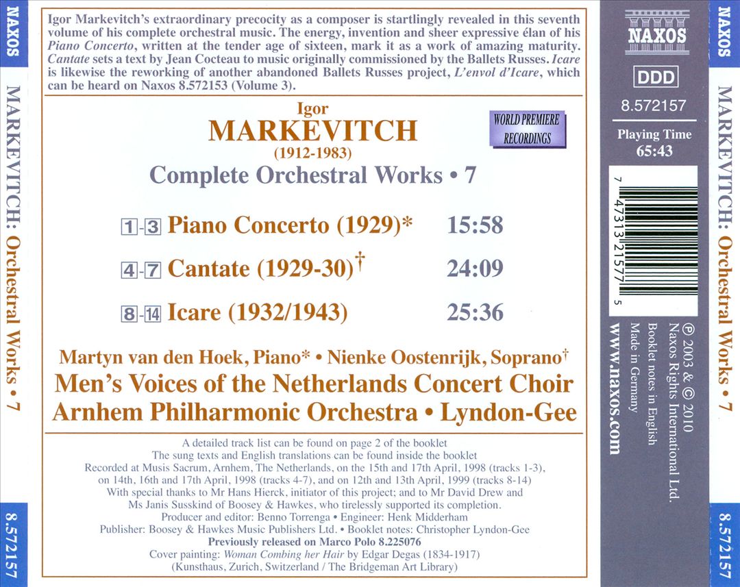 Igor Markevitch: Complete Orchestral Works, Vol. 7 cover art