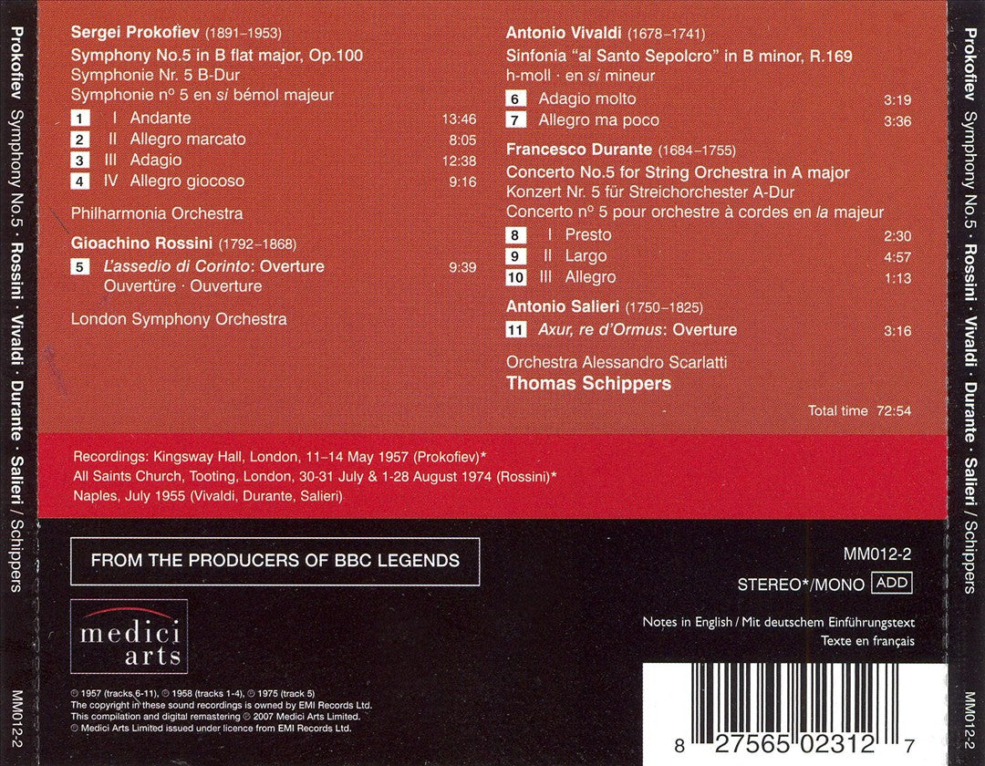 Schippers conducts Prokofiev, Rossini, Vivaldi and others cover art