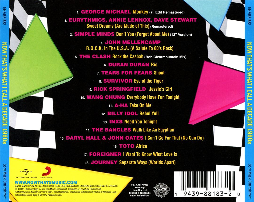 Now That's What I Call a Decade: 1980s cover art