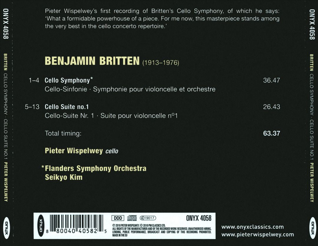 Britten: Cello Symphony; Cello Suite No. 1 cover art