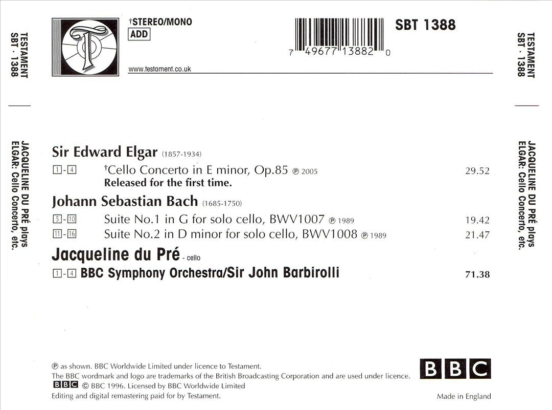 Elgar: Cello Concerto; Bach: Cello Suites Nos. 1 & 2 cover art