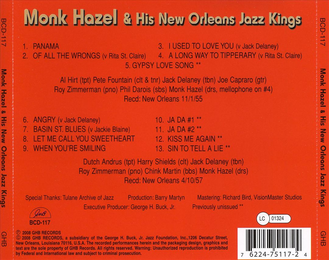 Monk Hazel & His New Orleans Jazz Kings cover art