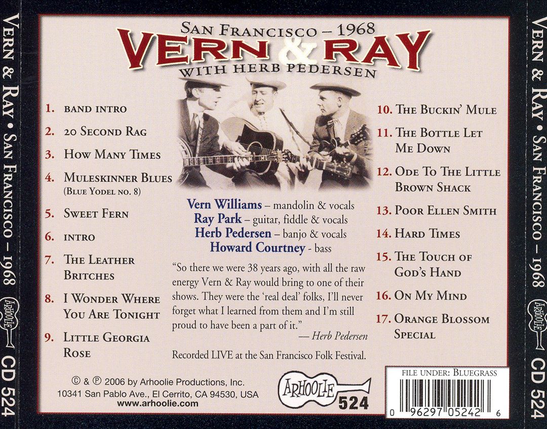 Vern & Ray with Herb Pedersen: San Francisco 1968 cover art