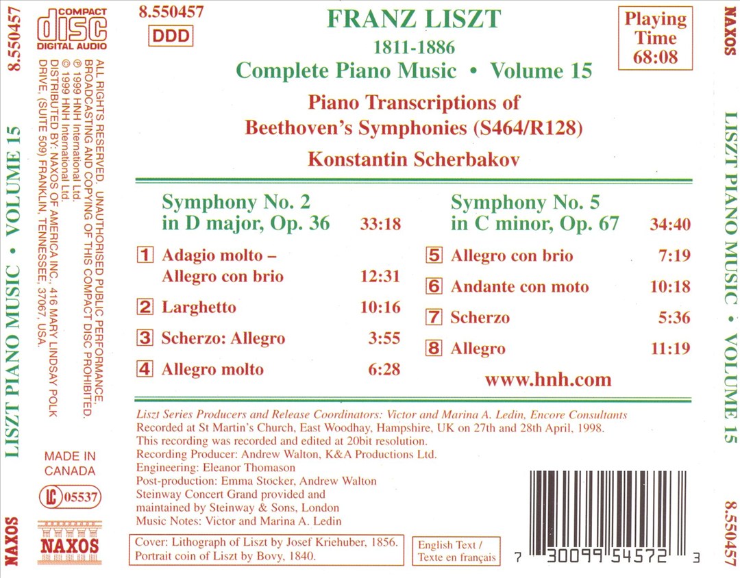Liszt: Piano Transcriptions of Beethoven's Symphonies cover art