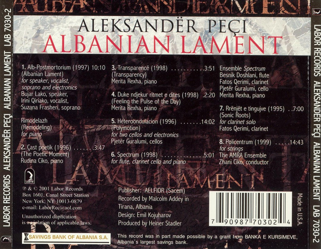 Aleksandër Peçi: Albanian Lament cover art