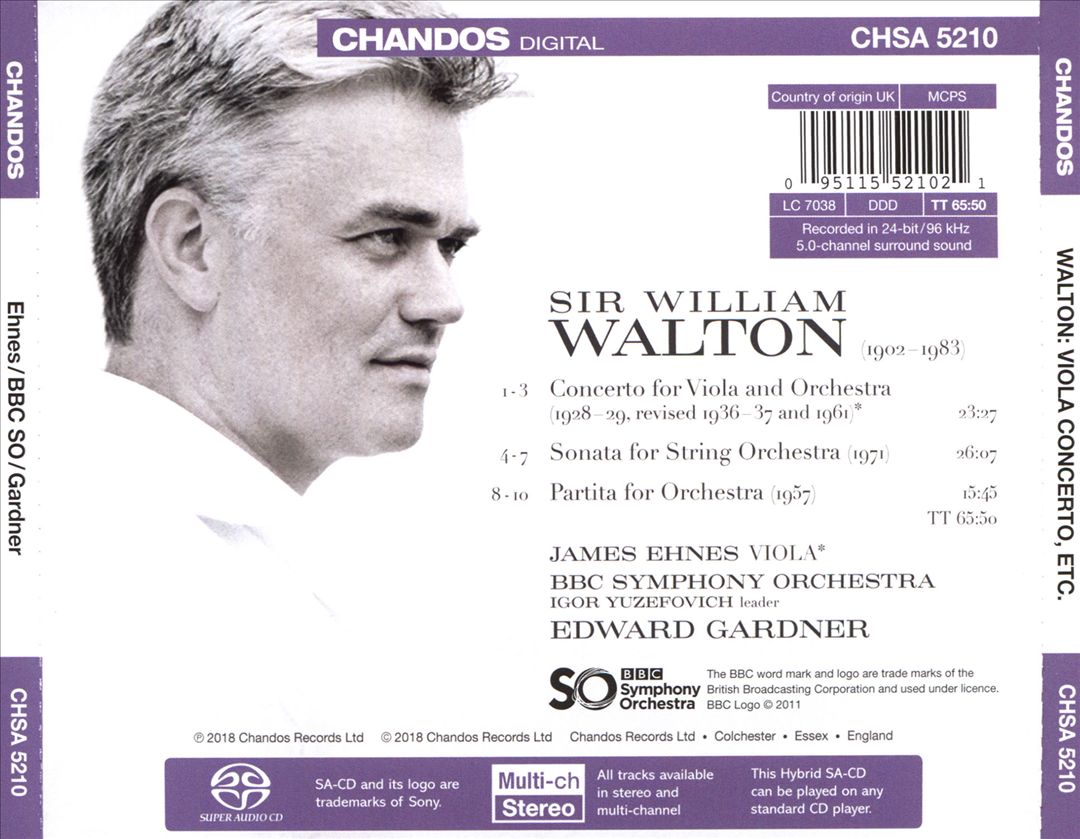 Walton: Viola Concerto; Partita for Orchestra; Sonata for String Orchestra cover art