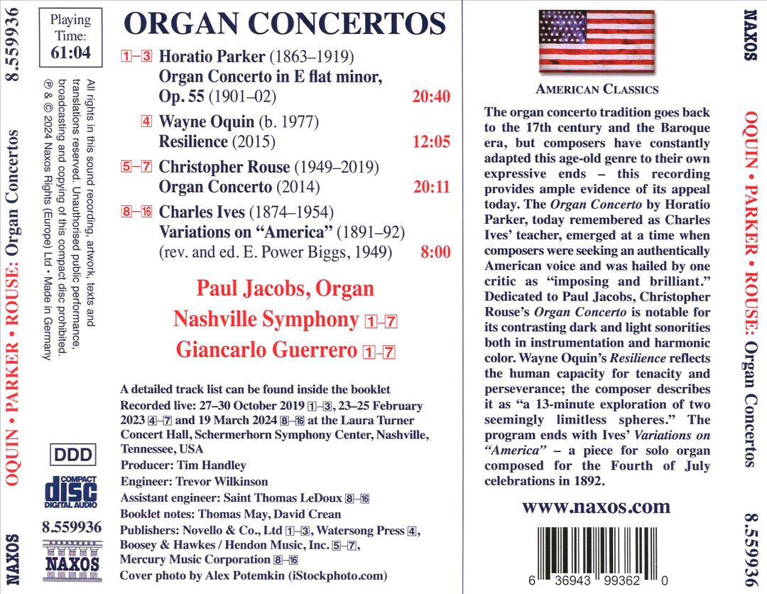 Organ Concertos: Oquin, Parker, Rouse cover art