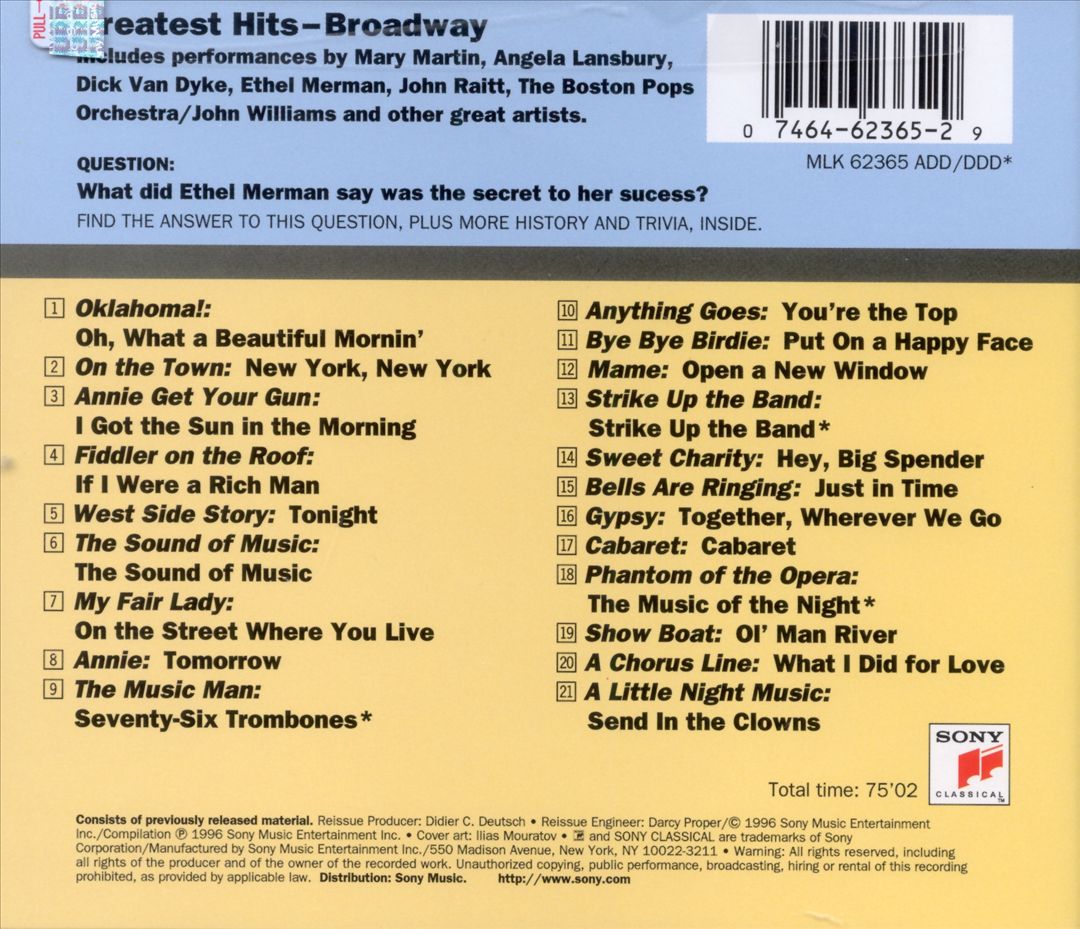 Greatest Hits: Broadway cover art