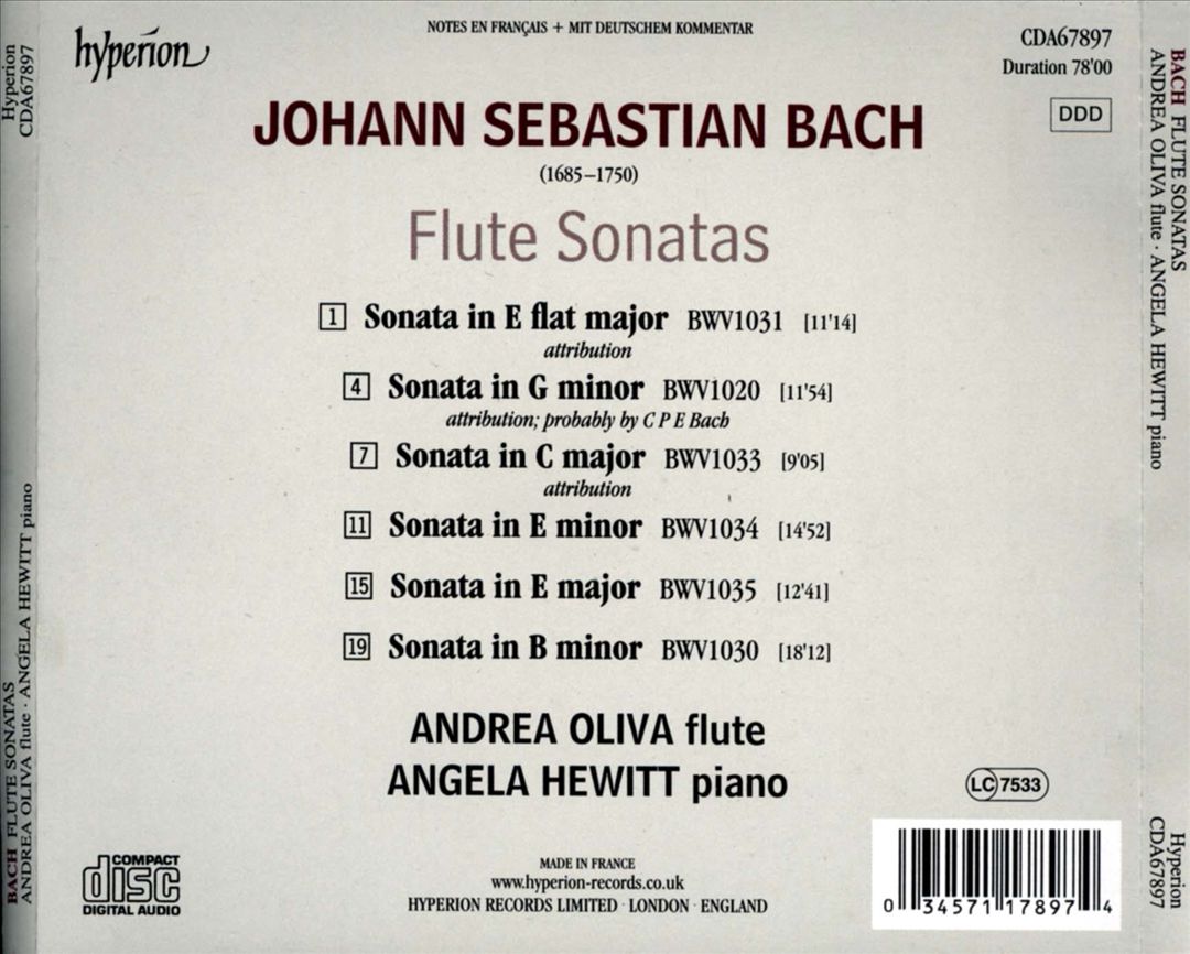 Bach: Flute Sonatas cover art