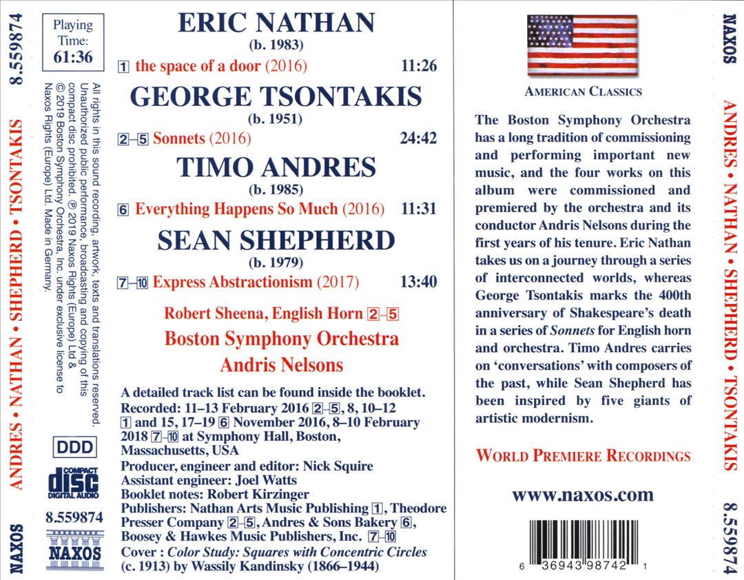 Boston Symphony Commissions: Timo Andres, Eric Nathan, Sean Shepherd, George Tsontakis cover art