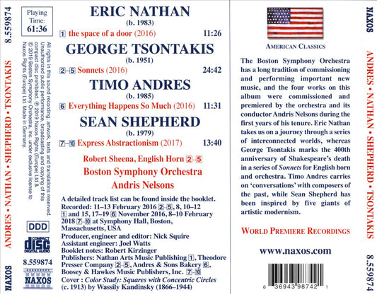 Boston Symphony Commissions: Timo Andres, Eric Nathan, Sean Shepherd, George Tsontakis cover art