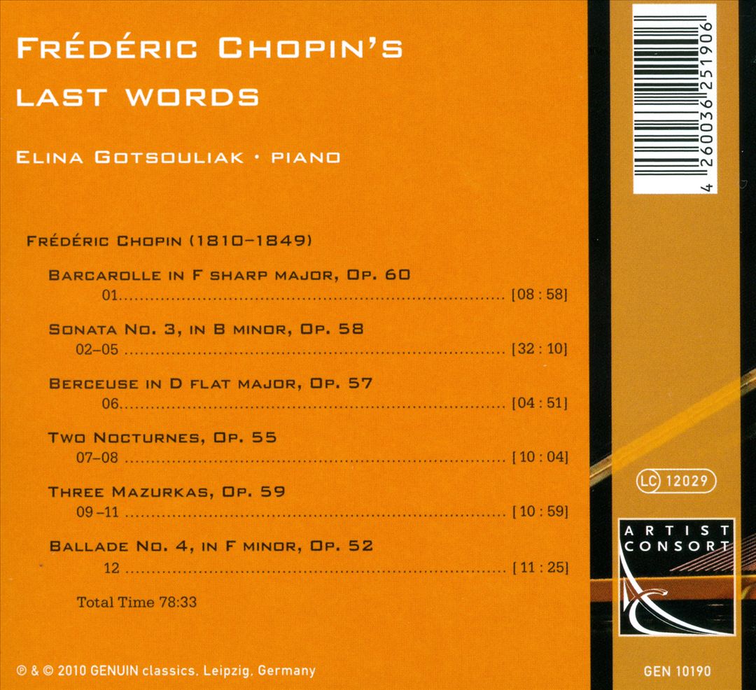 Frédéric Chopin's Last Words cover art