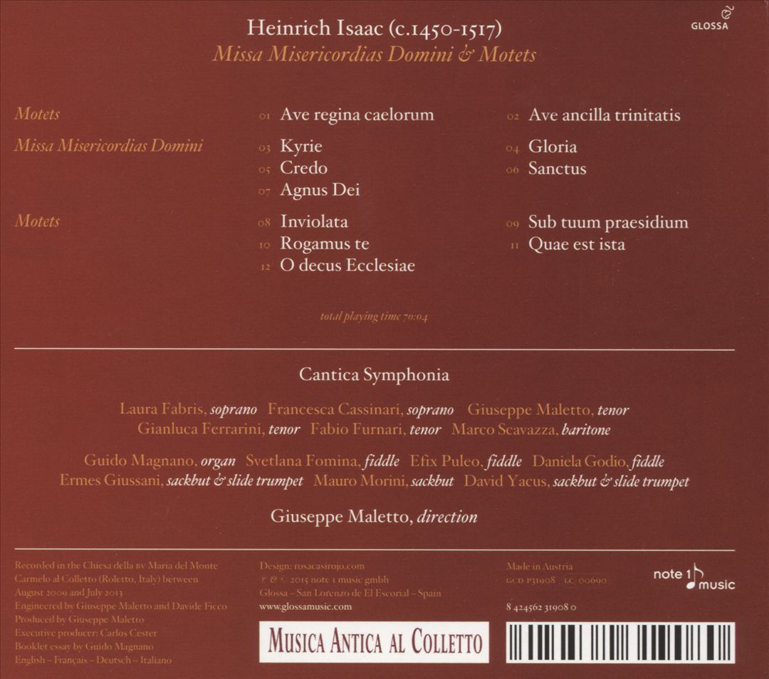 Heinrich Isaac: Missa Misericordias Domini & Motets cover art