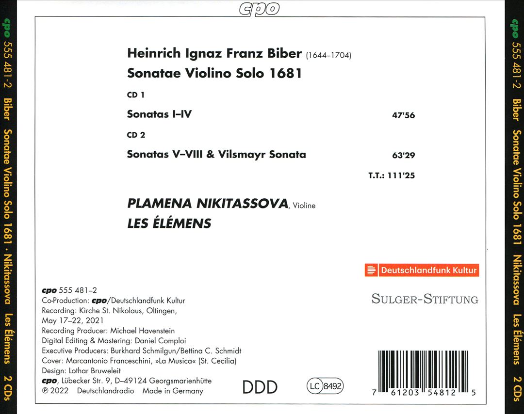 Heinrich Ignaz Franz Biber: Sonatae Violino Sonatas 1681 cover art