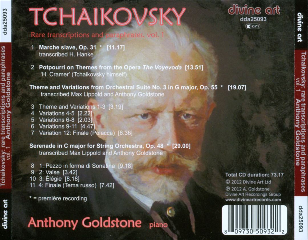 Tchaikovsky: Rare Transcriptions and Paraphrases, Vol. 1: Orchestral and Opera cover art