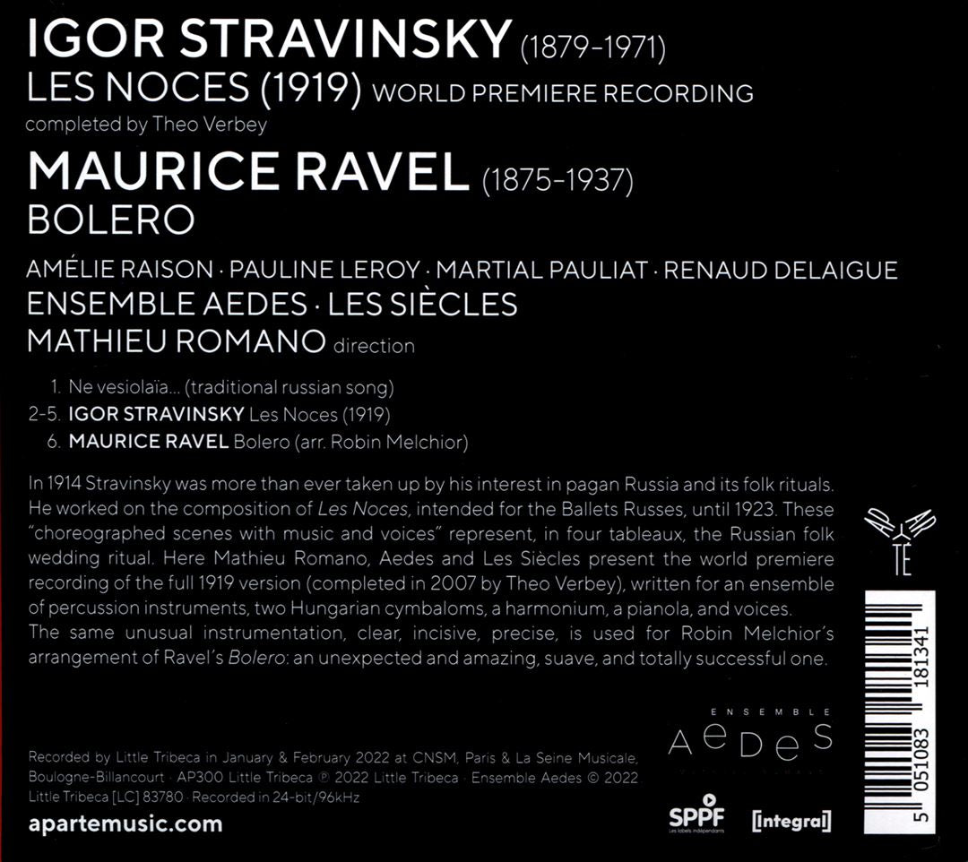 Stravinsky: Les Noces (1919); Ravel: Bolero cover art